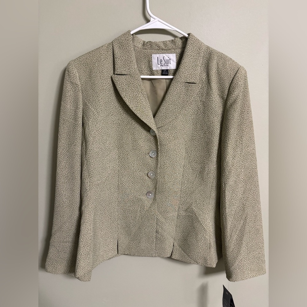 Le Suit Petite Blazer Suit Jacket Size 12P Celery Business Professional New